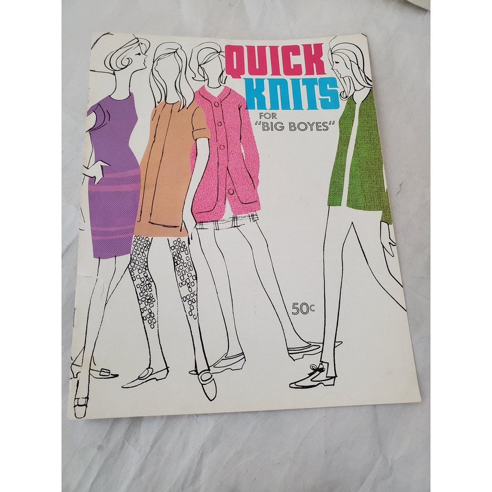 Vintage 1967 Boye Quick Knits for Big Boyes Knitting Pattern Booklet 60s Fashion